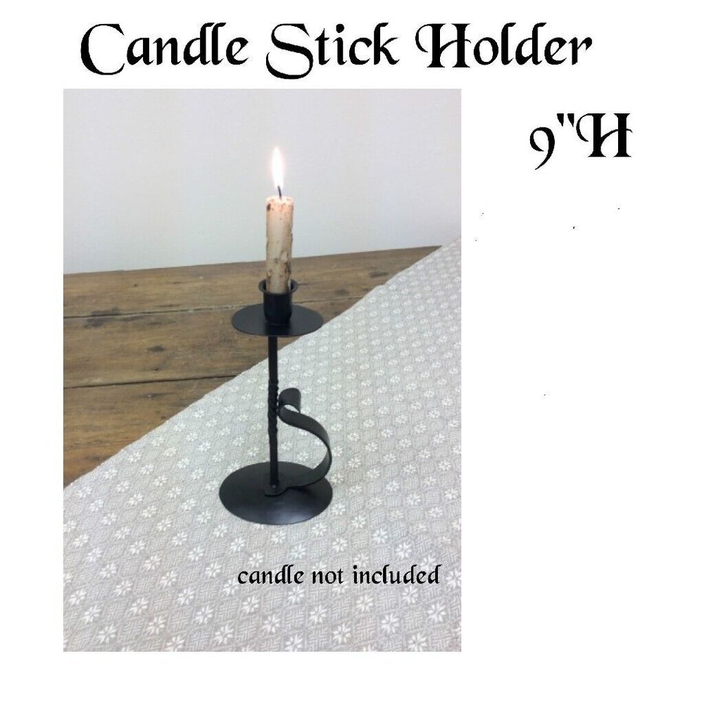 New Wrought Iron Candle Stick‎ Holder Black Primitive Farmhouse